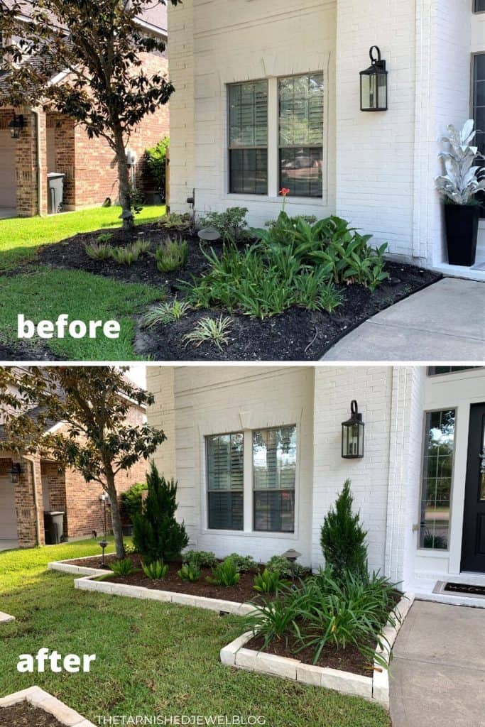 Front entry bed before and after refresh