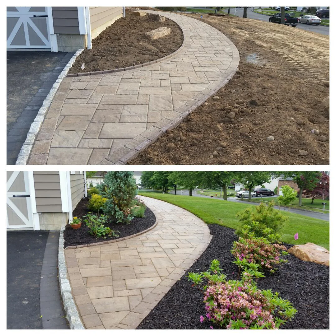 Custom paver walkway with new beds